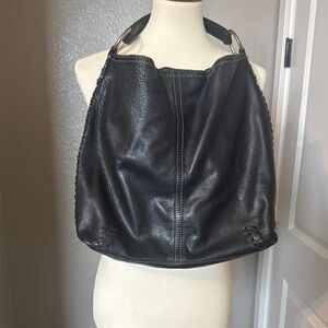 LUCKY black leather hobo